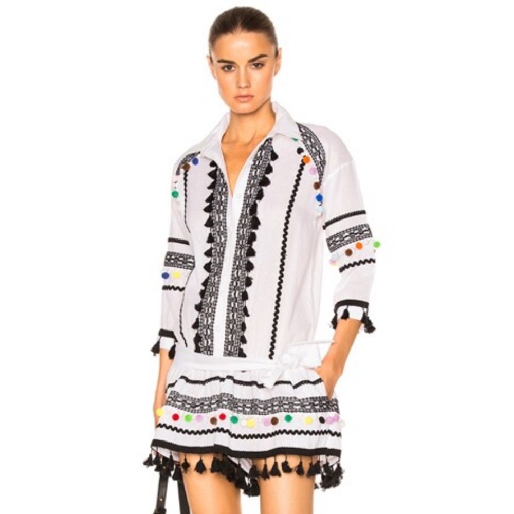 Dodo Bar Or White and Black Embroidered Romper